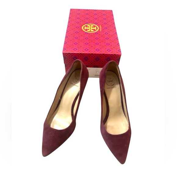 Tory Burch Elana Suede 85mm Pumps Heels Pointed Toe - Picture 3 of 9